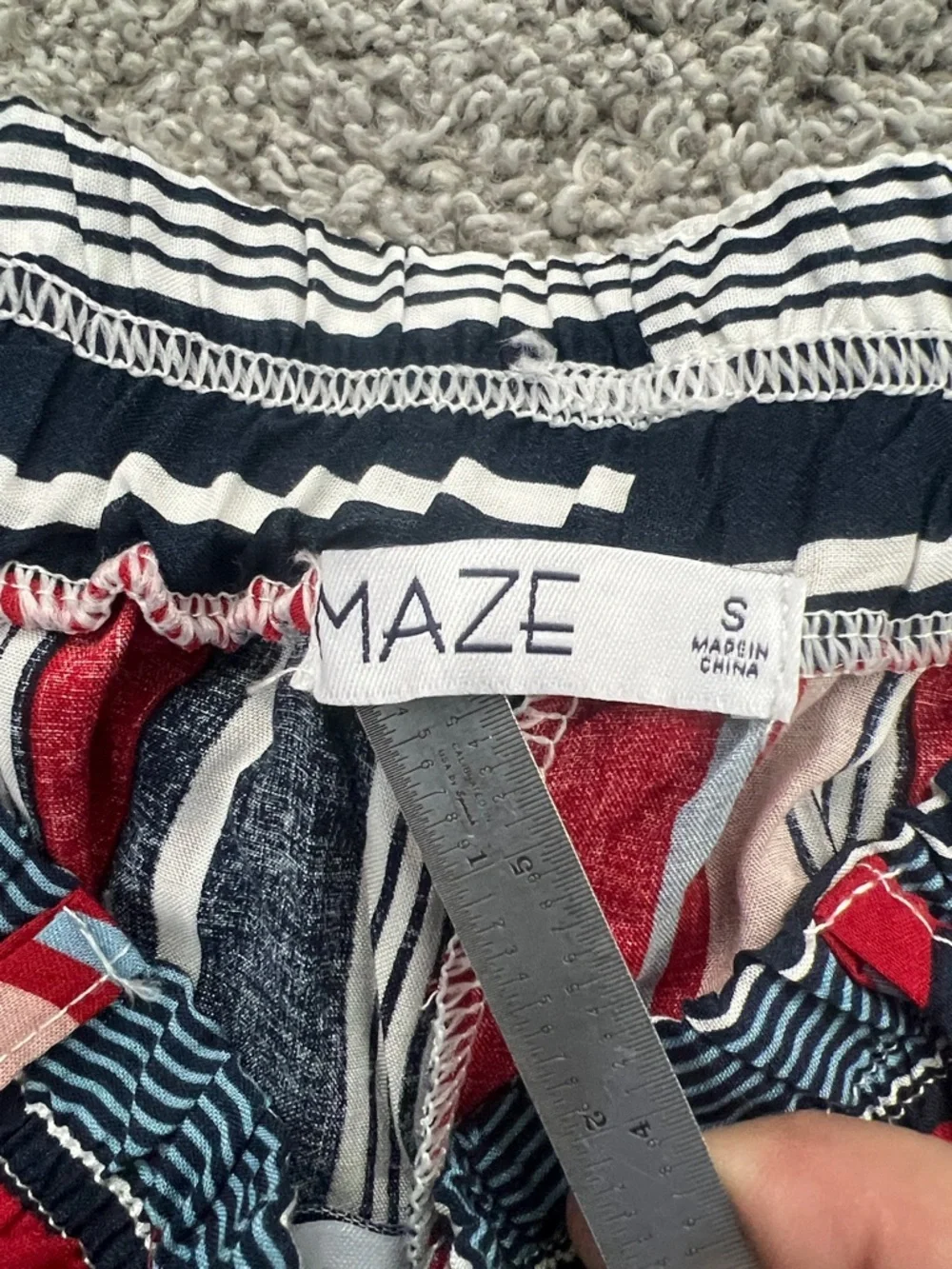 Maze Women’s High-Waisted Red Pink Wide Leg Striped Rayon Palazzo Pants - Size S - Picture 4 of 9